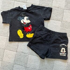 Disney Mickey Mouse Black T-Shirt and Shorts Set
